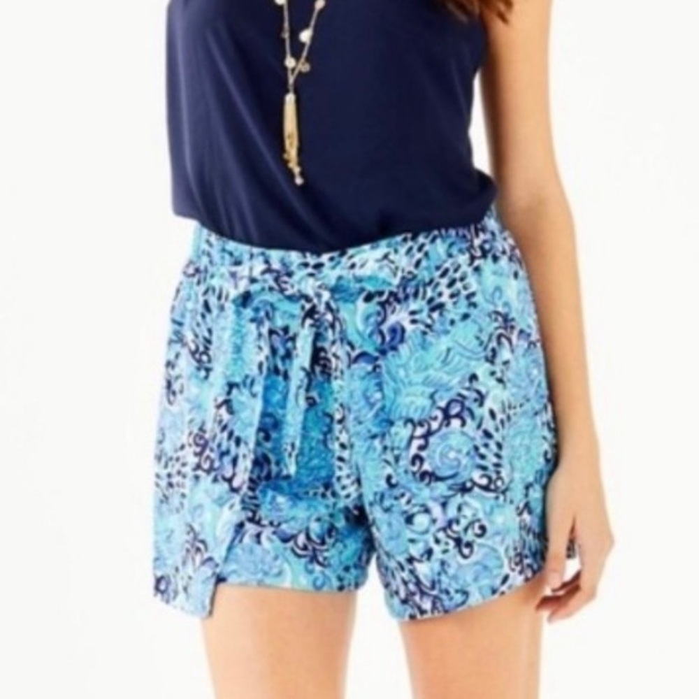 NEW LILLY PULITZER MYLEE Floral High waisted TIE FRONT SHORTS SIZE 6